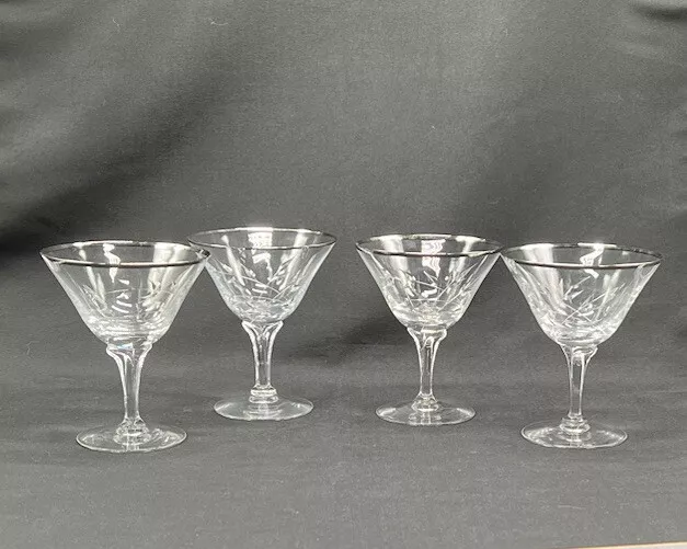 Fostoria "Bridal Belle" CHAMPAGNE TALL SHERBETS ~ Set of 4 (1957-73)