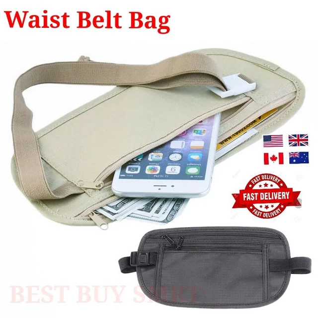 WAIST BELT BAG Travel Hidden Pouch Safety Money Passport Belt US