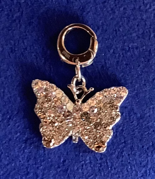 FOSSIL - Silver Tone Pave - Multi-Color Crystal Butterfly - Bracelet Charm - NWT 2