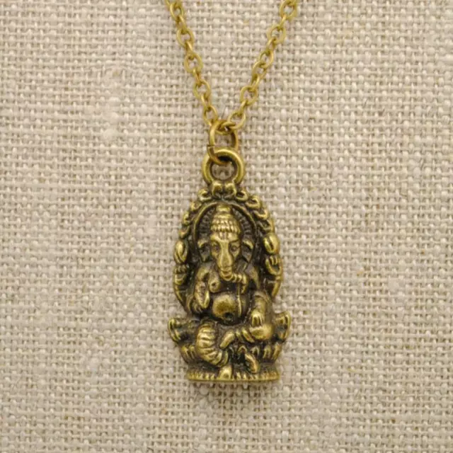 GANESHA NECKLACE 17" Chain 0.75" Small Pendant Hindu Elephant God NEW Ganesh