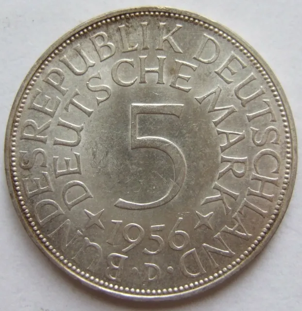Moneta Rfg Aquila D'Argento 5 Tedesco Marchi 1956 D IN