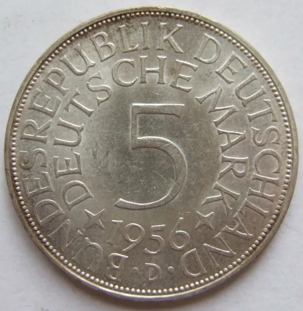 Moneta Rfg Aquila D'Argento 5 Tedesco Marchi 1956 D IN