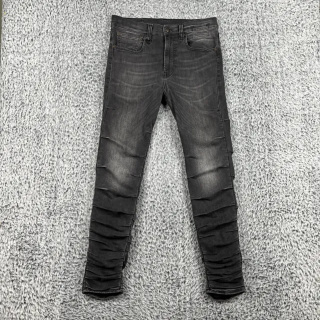 R13 Jeans Men's 30 Zane Black Clean Skywalker Skinny Ruched Drop Modern Opulence