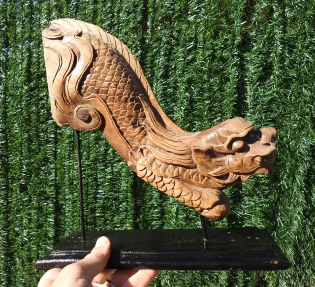 Sculpture en bois Dragon, lion ou chien de fô INDOCHINE art ethnique asie XIXe