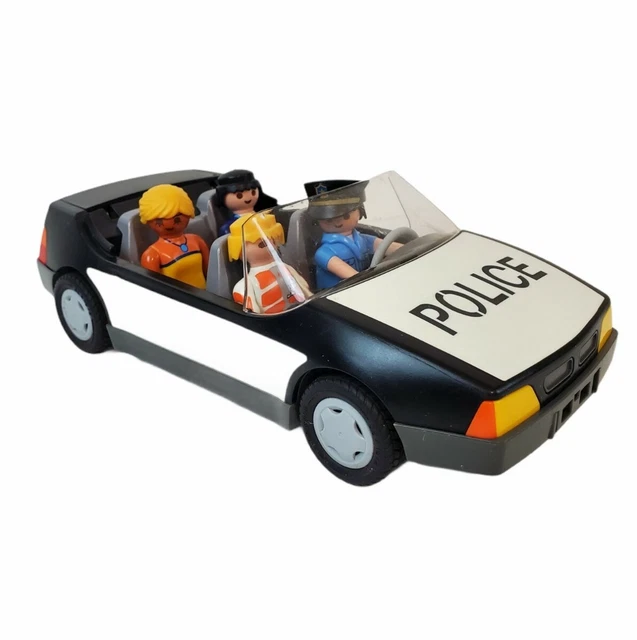VINTAGE PLAYMOBIL POLICE Cruiser Car Emergency Vehicle 1997 w/ 4 Action