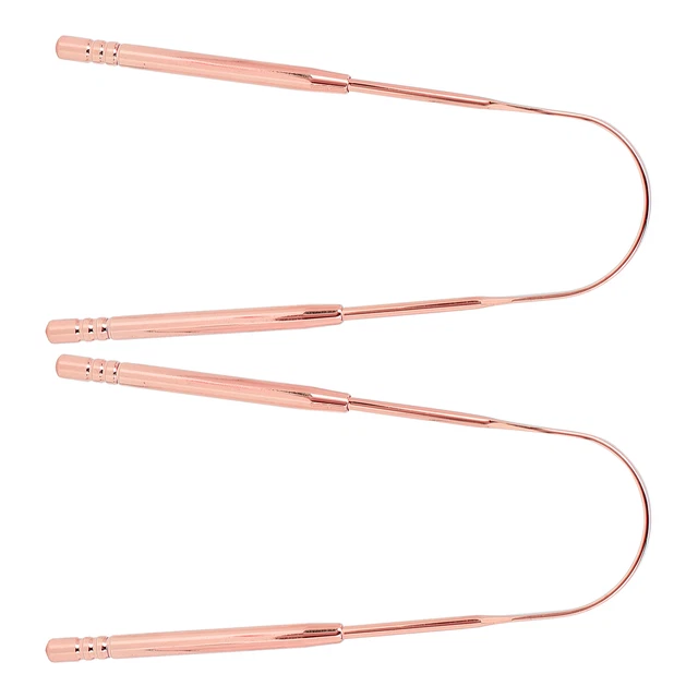 (Or Rose)2 Pièces Grattoir à Langue En Acier Inoxydable En Forme De U