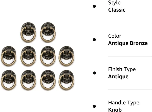 Antique Bronze Knobs Pulls Handles Hardware Furniture Drawer Pull Ring Dresser C