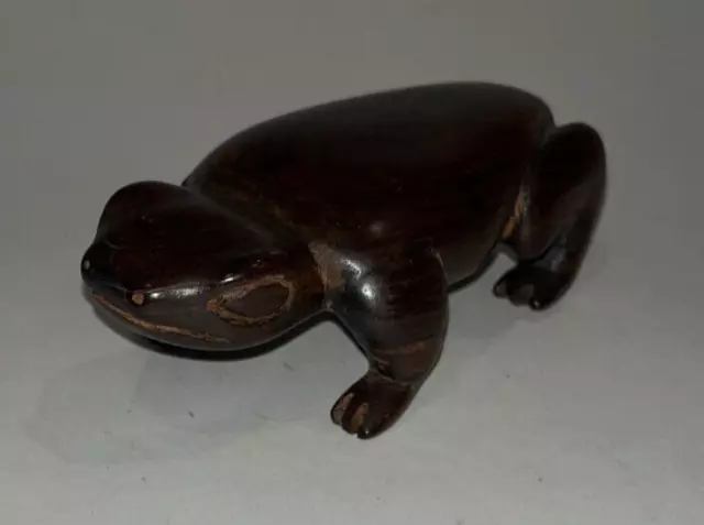 Hand Carved Wooden Frog Figure (4-3/4 Inches Long)