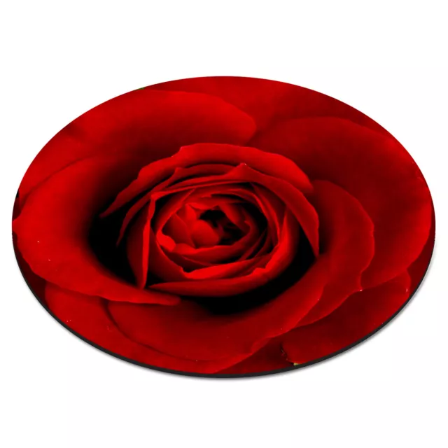 Rosa Roja Circular Alfombra Ratón Ordenador PC - Flor Floral Amor Lindo