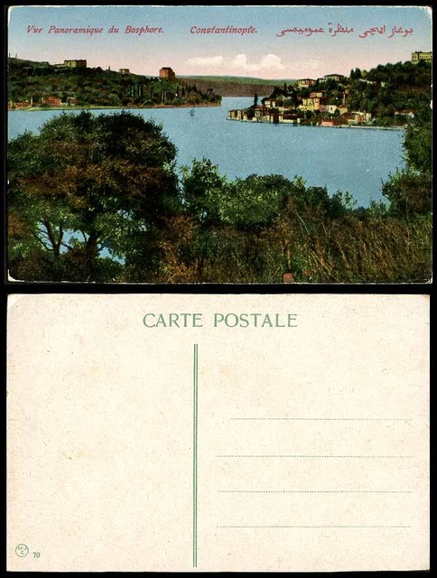 Türkei Konstantinopel alte farbige Postkarte Panoramablick auf den Bosporus - Panorama