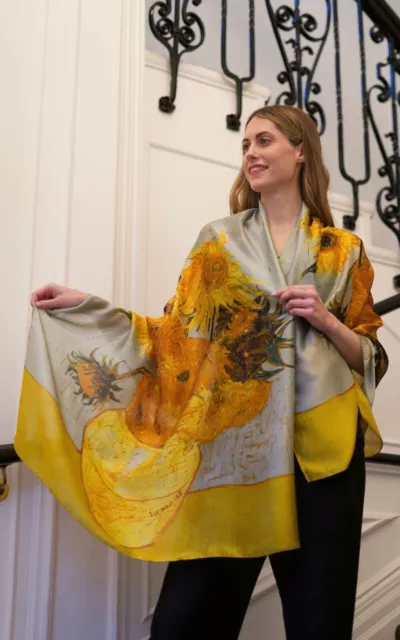 Sunflowers Painting Silk Scarf 2