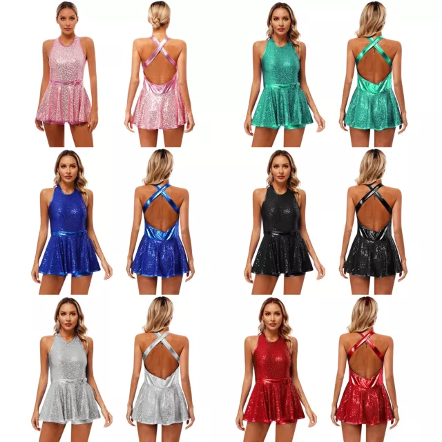 Womens Leotard Modern Dress Sequin Bodysuit Costume Jumpsuit Contemporary Tap