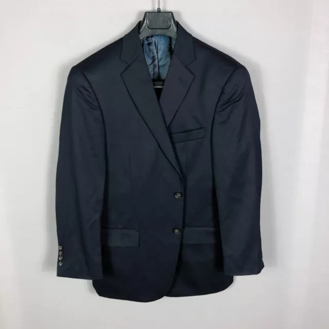 Hart Schaffner Marx Navy Notch Lapel Wool Suit Jacket Size 42S