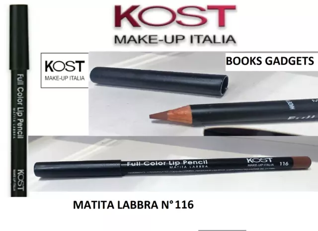 2 Pezzi Kost Make Up Italia N°116 MATITA LABBRA Marrone Full Color Lip Pencil