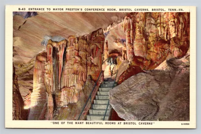 Bristol Caverns Bristol Tennessee TN Mayor Preston's Conference Room Postcard