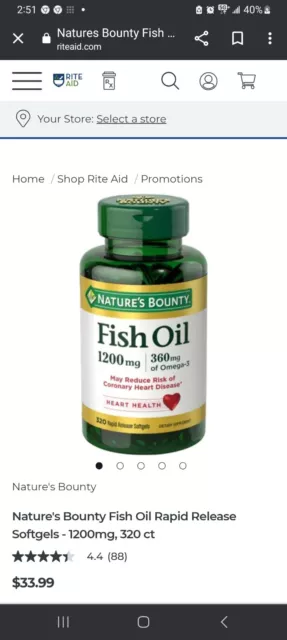Natures Bounty Fish Oil 320 Capsules