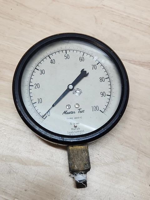 Vintage Marsh Instrument Co. Master Test Type 200-C Gauge 0-100 1/2lb SUBD