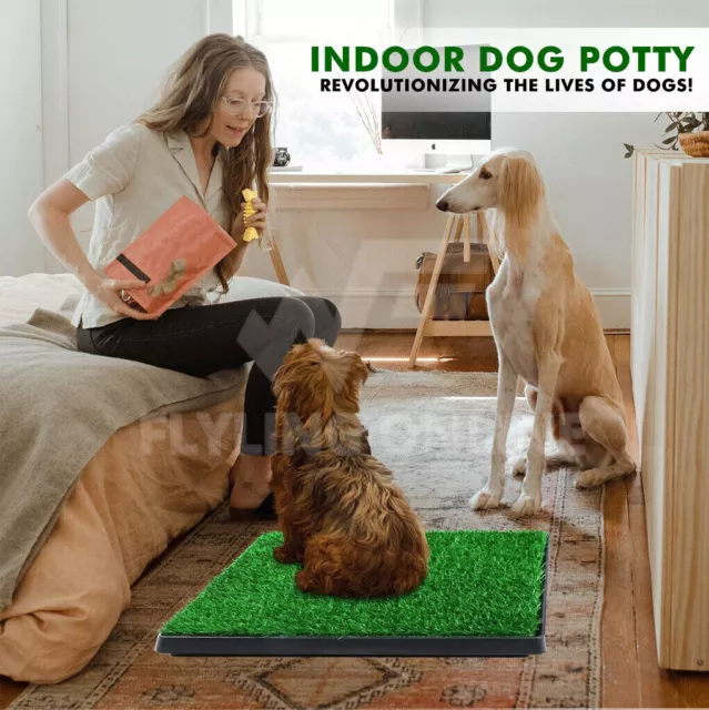 Indoor Dog Pet Potty Zoom Training Portable Grass Mat Toilet Large Loo Pad Tray 2