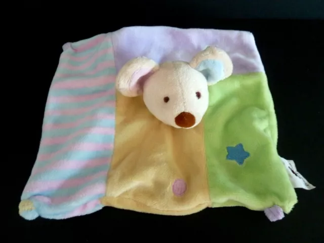 *. Doudou Plat Cmp Souris Rose Raye Bleu Jaune Vert Mauve Etoile - Neuf*