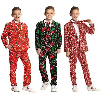 Xmas Party Suit Boy Girl Christmas Costumes Funny Party Suit Blazer Trousers Tie
