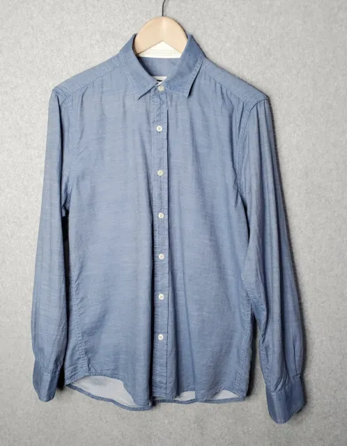 G-Star RAW Shirt Button Up Chambray Long Sleeve Mens Size Large Blue 100% Cotton