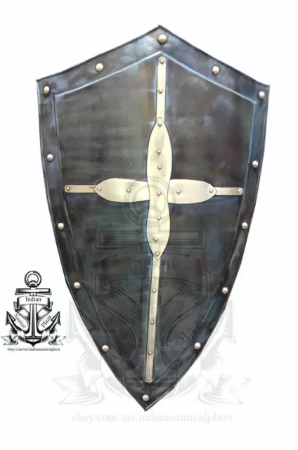 Hand Forged Gothic LAYERED STEEL CROSS SHIELD Medieval Battle Armor sca/larp