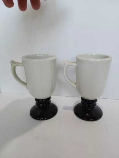 Set Of 2 1960'S Hobo Joe's Restaurant Footed Coffee Cups Mugs Advertisement Pair 3