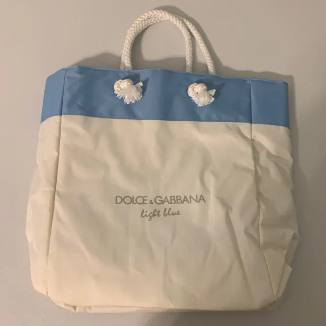 Dolce & Gabbana Blue & White Canvas Shopping Bag Beach Tote