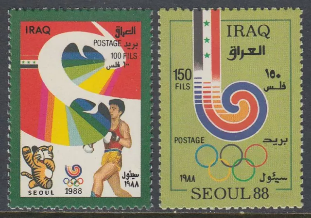 Irak Iraq 1988 ** Mi.1424/25 Olympische Spiele Seoul Boxen Sport