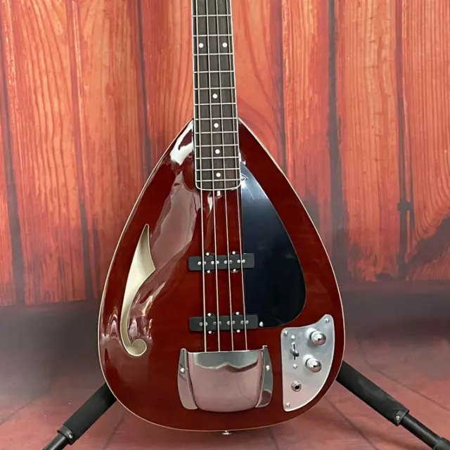 Semi Hollow Body 4-strings Electric Bass Guitar Teardrop Basses red