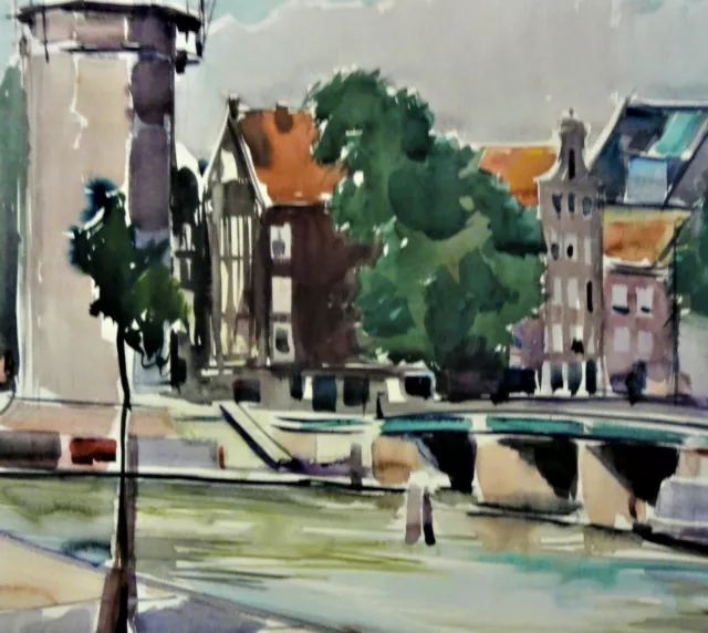 Rolf BÖHLIG (1904-1979) - TOP-HOLLAND-Aquarell 1952: AMSTERDAM - OUDE WAAL