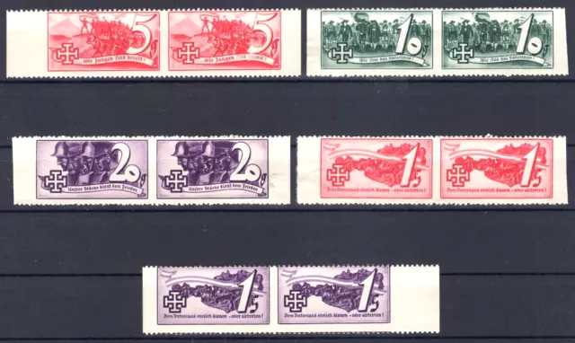 Österreich / Deutsches Reich 5 Schuschnigg Vignetten Paare 5 Gr. - 1 S. 1938