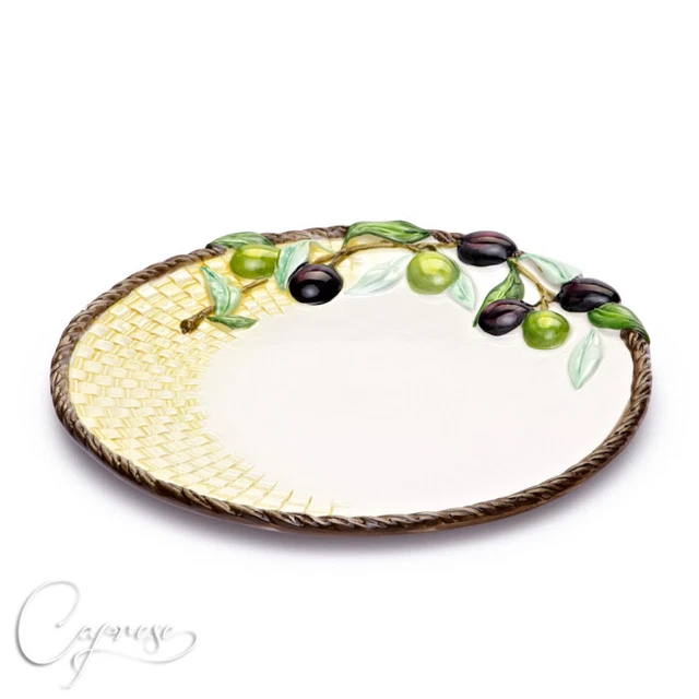 Bassano Oliven-Servierplatte 'Venezia' – Italienische Keramik, Oval, 35,5x25,5x3 Cm