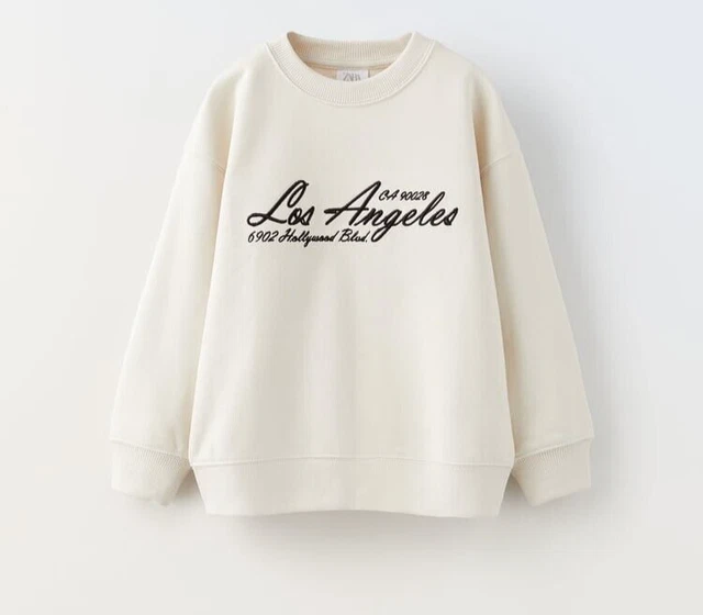 ZARA FELPA RICAMATA BAMBINA AVORIO TAGLIA 9-10 ANNI 140cm NUOVA