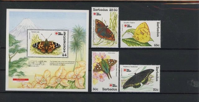Barbados 782-785, Block 27 postfrisch Schmetterlinge #JU211