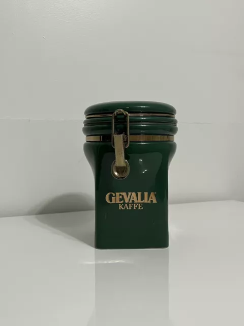 Gevalia Kaffe Coffee Canister/ Jar Forrest Green and Gold Collectible