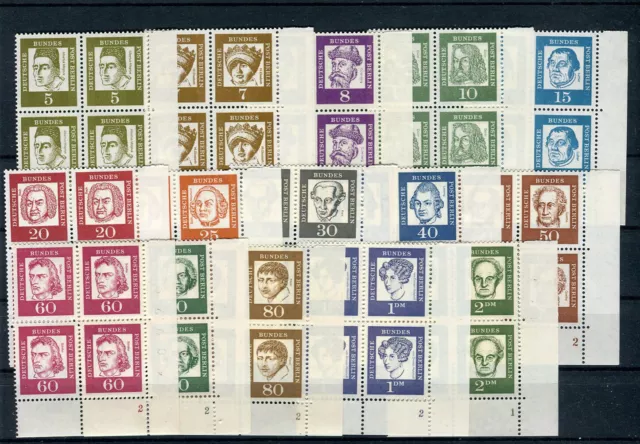Berlin 199-213 Bedeutende Deutsche Eckrand Viererblock Satz UR postfrisch(G2601)