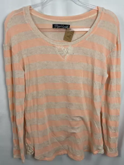 Very Soft Flawless Brand Boutique Women's Medium Sweater Pink Beige Lace Accents