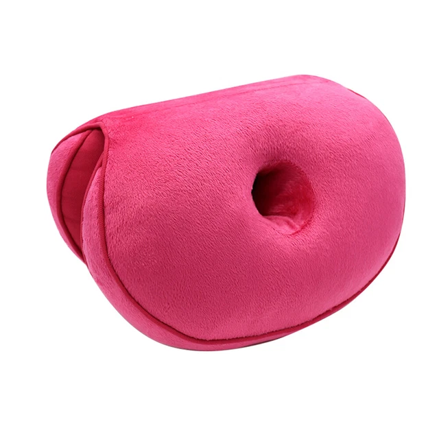 Almohada de asiento de silla de oficina ortopédica cojín de espuma viscoelástica (rojo rosa)