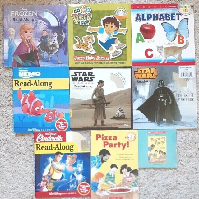 Lot of 8 Children's Books with Read Along Fun CDS Frozen Star Wars Nemo