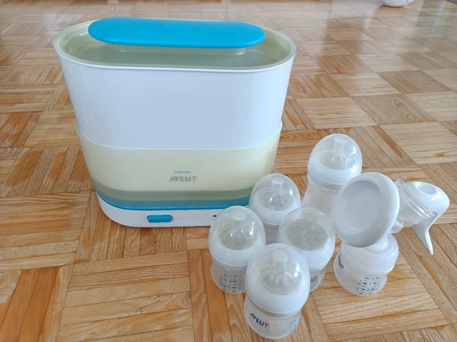 Avent sterilisator mit babyflaschen und Handpumpe