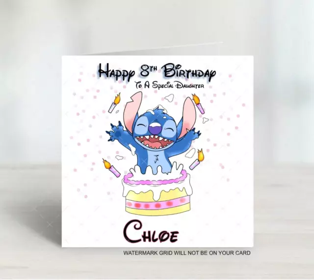 Personalised Childrens Birthday card Lilo & Stitch Stitch Girls Daughter Niece