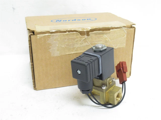 233712 New In Box; Nordson 132384A Brass Solenoid Valve Assy; 1/4NPT; 220VAC