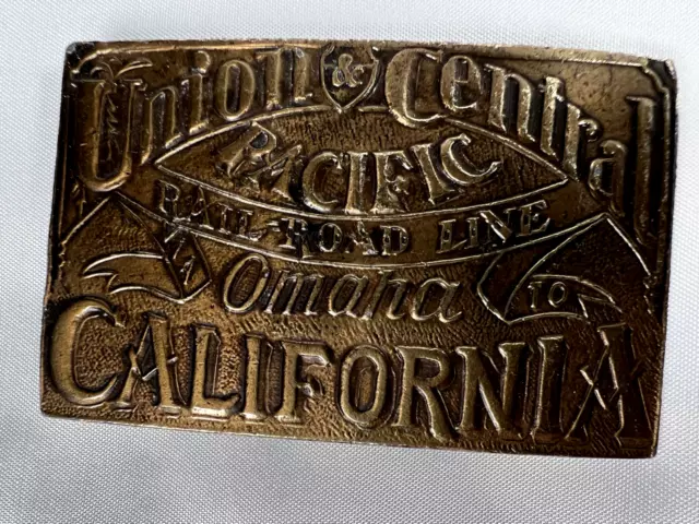 Union & Central Pacific RR Line Brass Belt Buckle Bergamot  3.5" X 2.25" Rect.