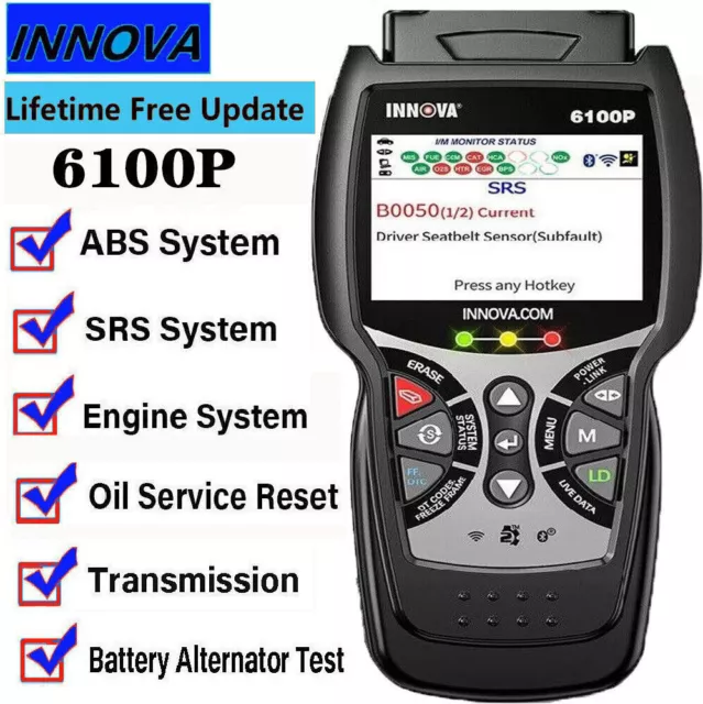 INNOVA 6100P OBD2 Diagnostic Scanner Engine Code Reader ABS SRS AT BMS Oil Reset