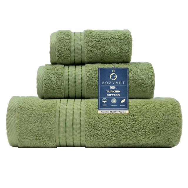 Cozyart Luxury Green Bath Towels Set, Turkish Cotton Hotel Large Bath Towels For