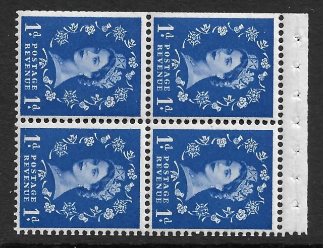 UM SG33a 1961 1d ordinary Wilding pane of 4 with crowns watermark  facing right