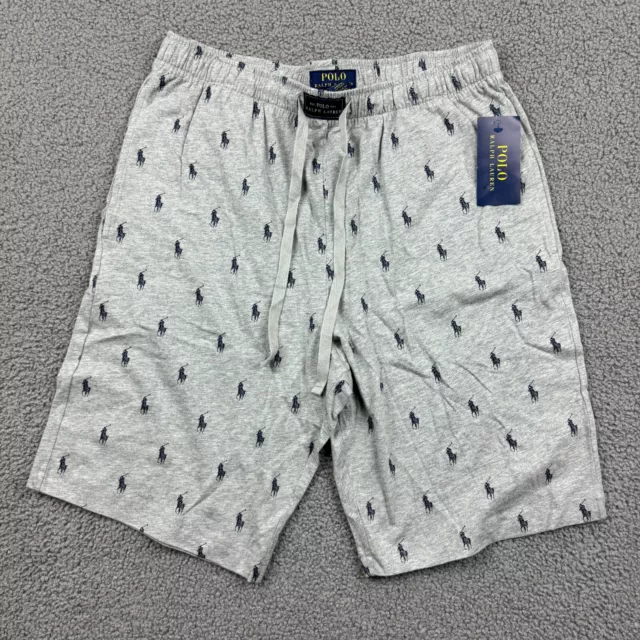 Polo Ralph Lauren Shorts Mens Medium Gray Sleepwear Lounge All Over Pony Print