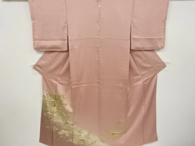 6374777: Japanese Kimono / Vintage Iro-Tomesode / Embroidery / Kinsai / Carriage