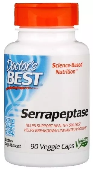 Doctor's Best, Serrapeptase, 40.000 SPU, 90 Veg. Kapseln - Versand weltweit